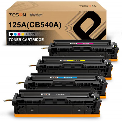 TESEN Remanufactured Toner Cartridge Replacement for HP 125A CB540A CB541A CB542A CB543A 4 Packs(1 Black 1 Cyan 1 Magenta 1 Yellow)